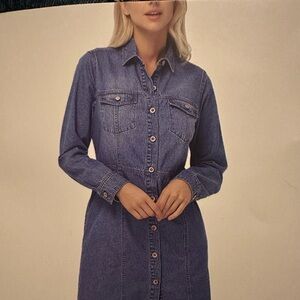Frye Women's Denim Button Down Jean Dress Long Sleeve Sz L NWT (Dec13)